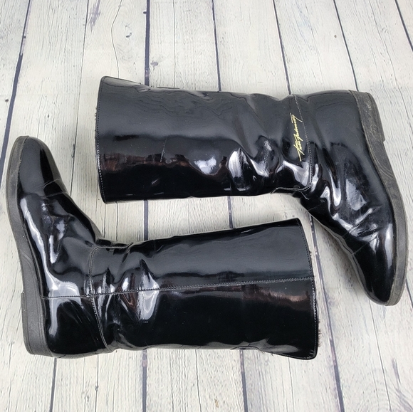 PERTTI PALMROTH | pull-on faux fur lined patent mid calf boots - Picture 2 of 11